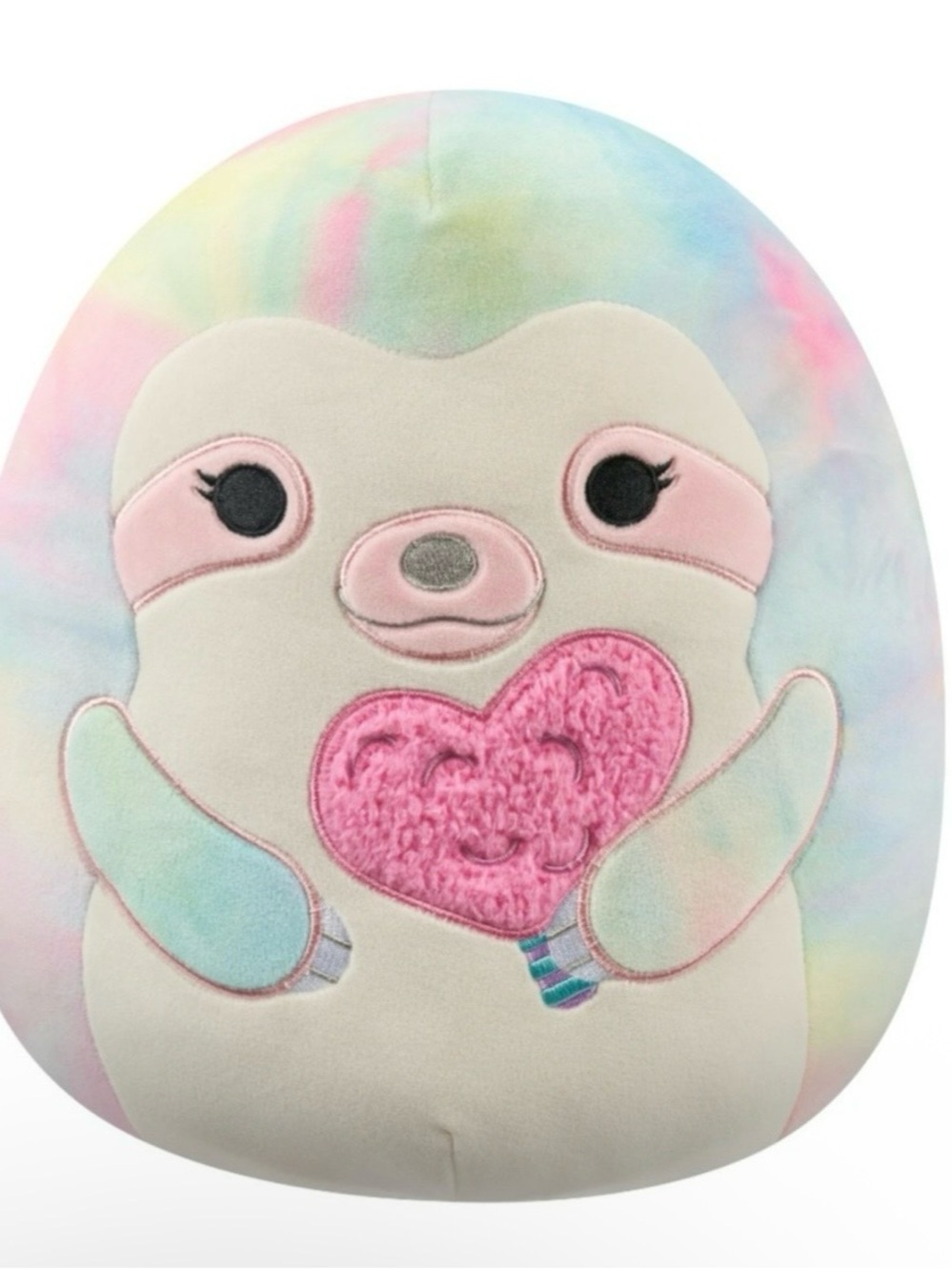 NEW 20 inch Squishmallow Whim a Pastel Rainbow Sloth Plush with Pink Heart